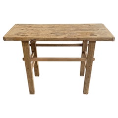 Vintage Elm Wood Console Table or Entry Table
