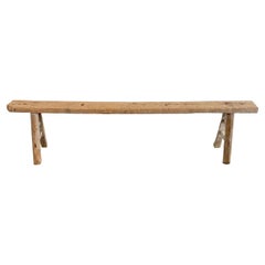 Vintage Antique Elm Wood Skinny Bench