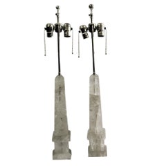 Mid Century /Modern Rock Crystal Obelisk Lamps 