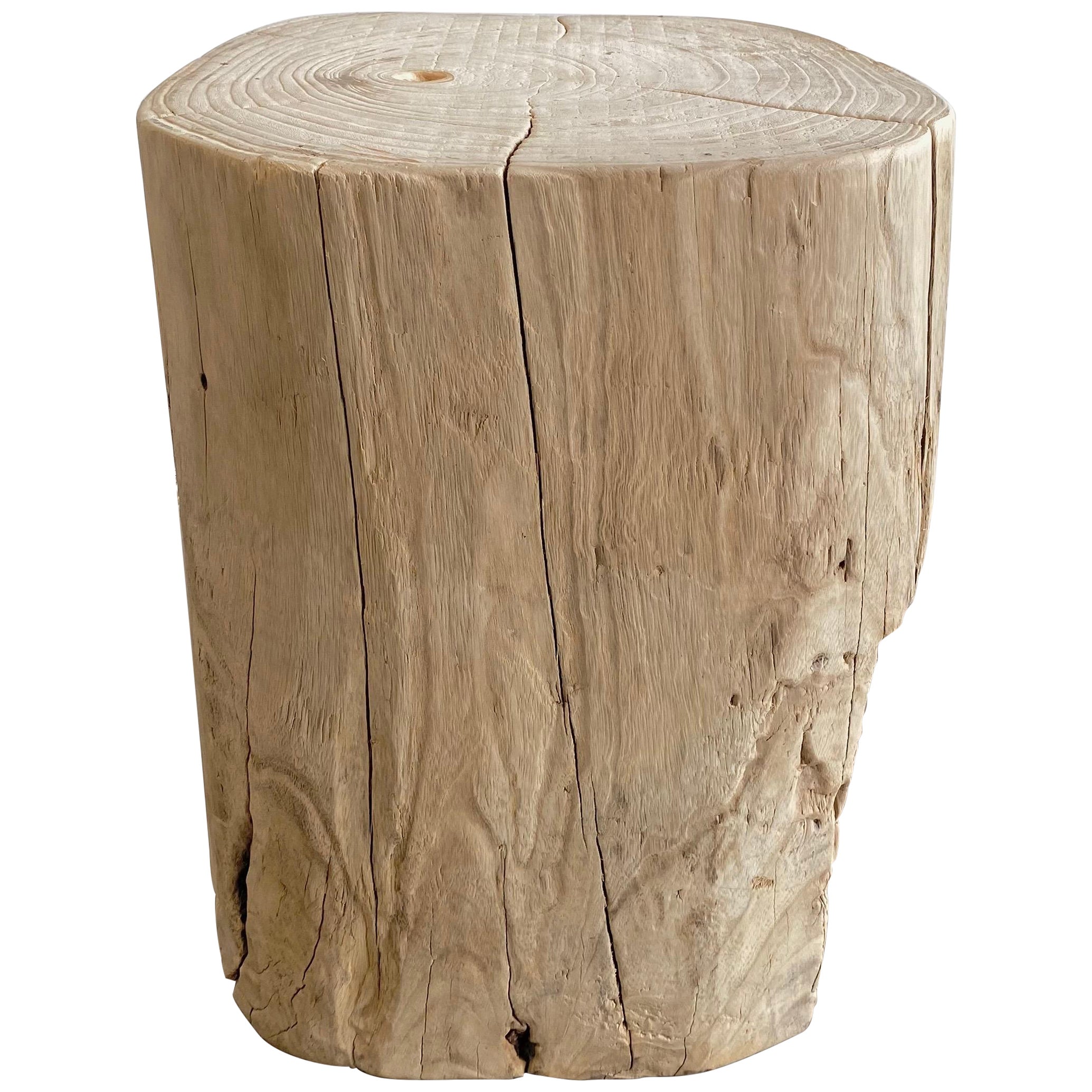 Vintage Natural Wood Stump Side Table