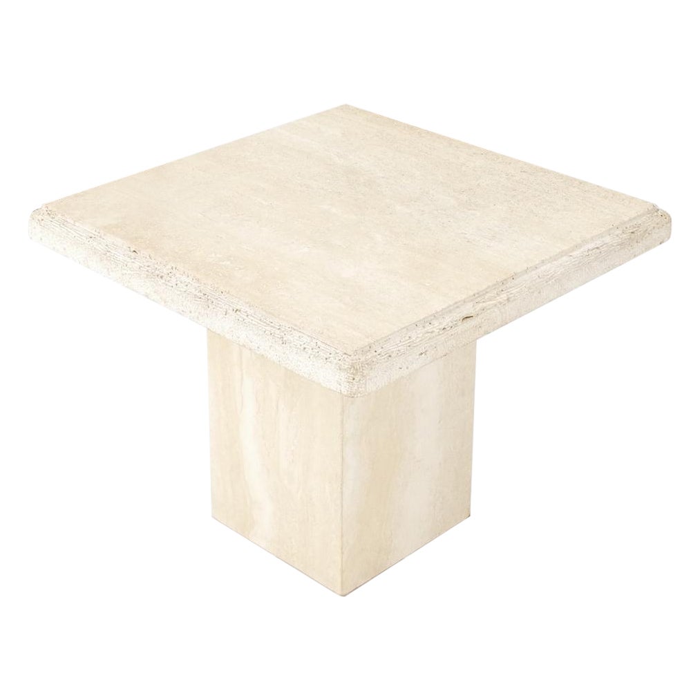 Travertine Square Pedestal Base Coffee Side Occasional Lamp Table