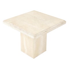 Travertine Square Pedestal Base Coffee Side Occasional Lamp Table