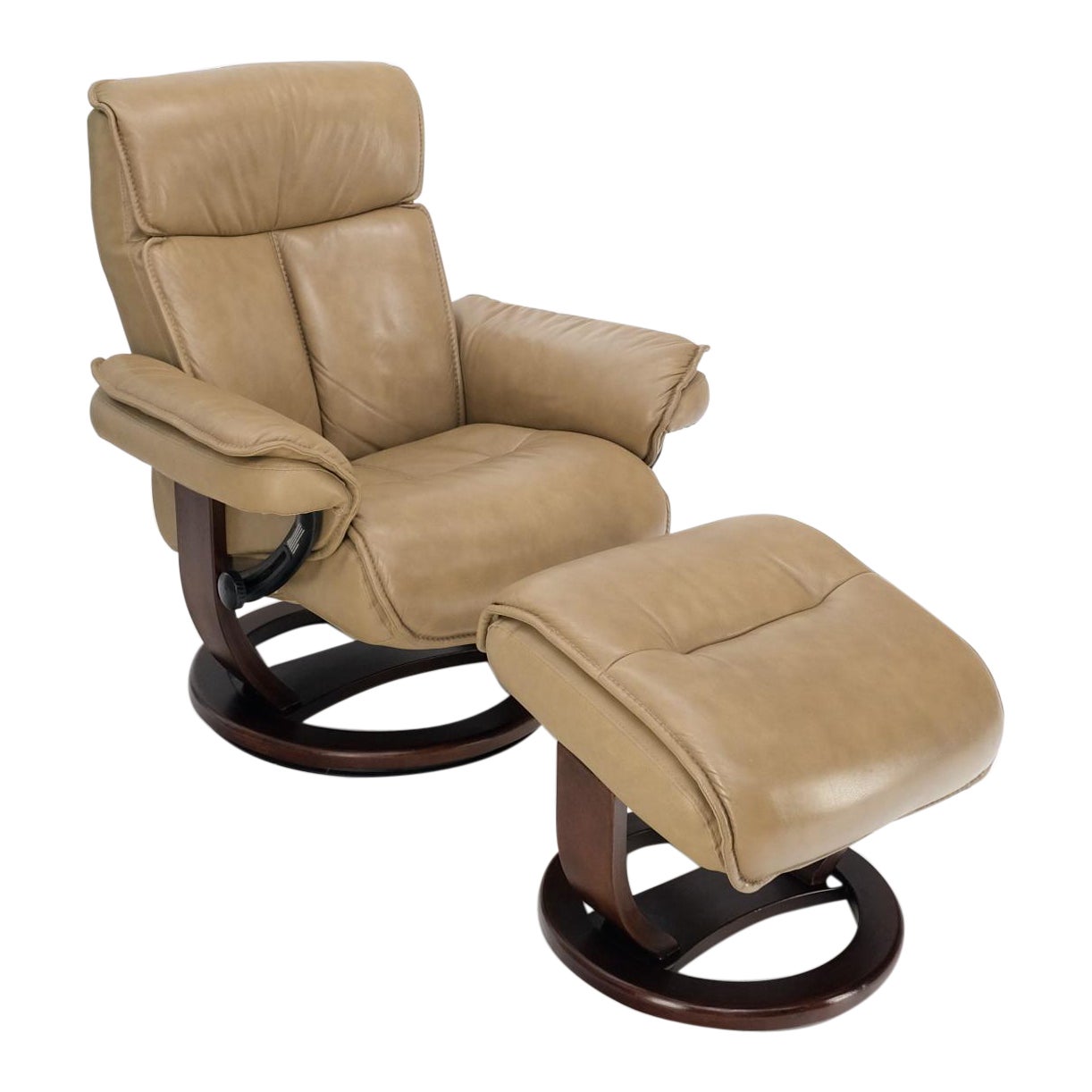 Leather Reclining Chair & Ottoman by Thomasville For Sale