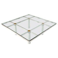 Glass Top Solid Chrome Base Andre Coffee Table Tobia Scarpa for Knoll
