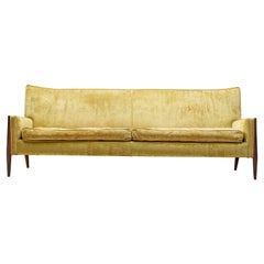 Jules Heumann Sofa in Gold Colored Velvet and Walnut 