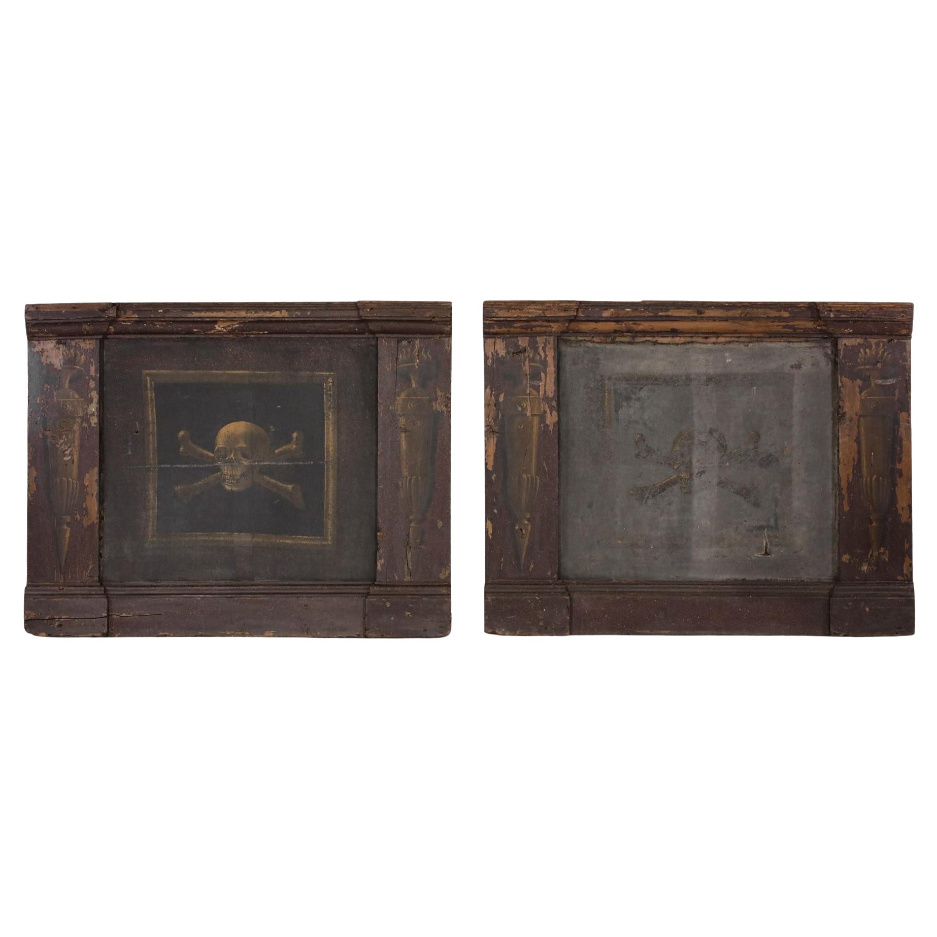 Pair of Italian Paintings from the 90's Representing a Vanity - F392 F393 For Sale