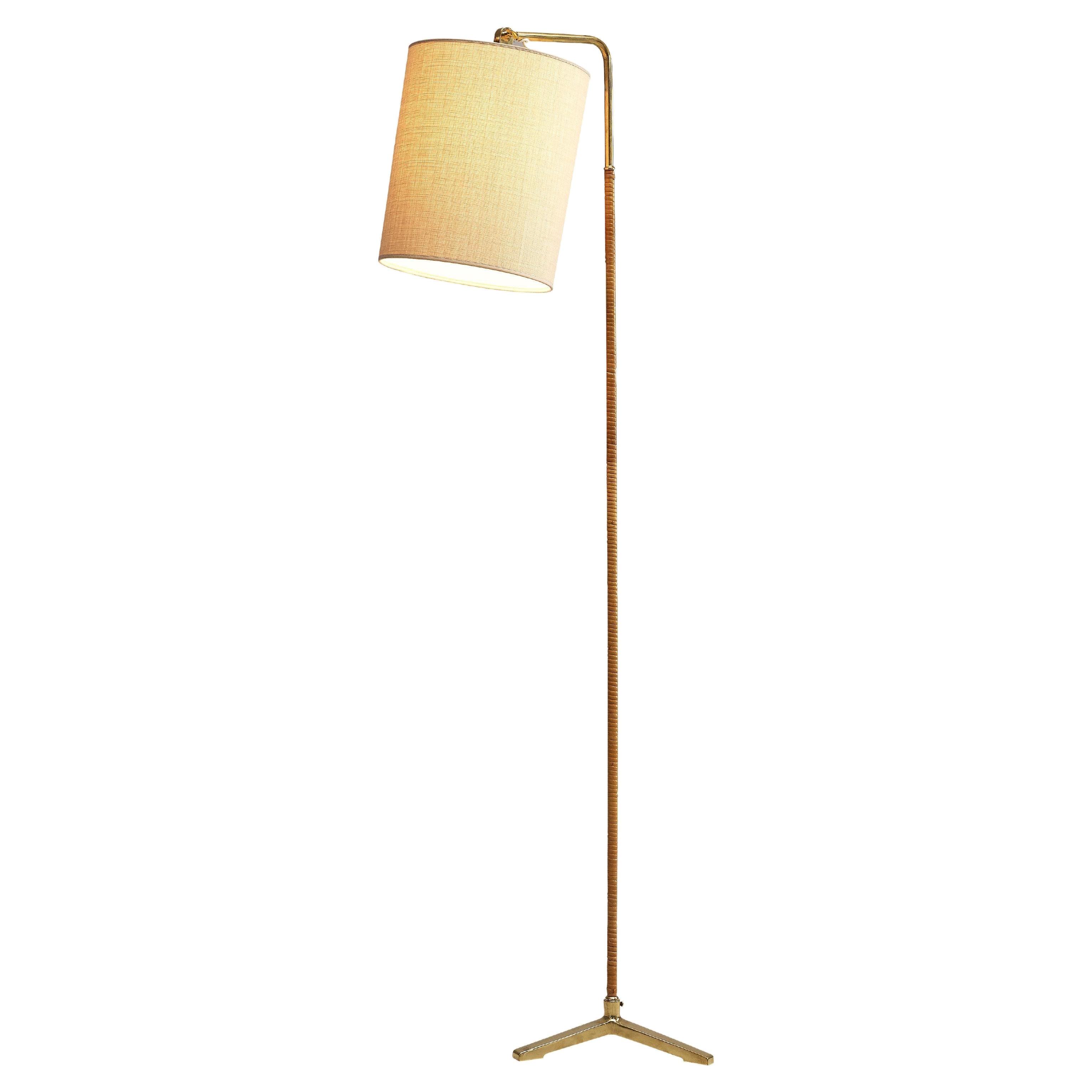 Paavo Tynell Floor Lamp Model 9631 in Brass and Cane