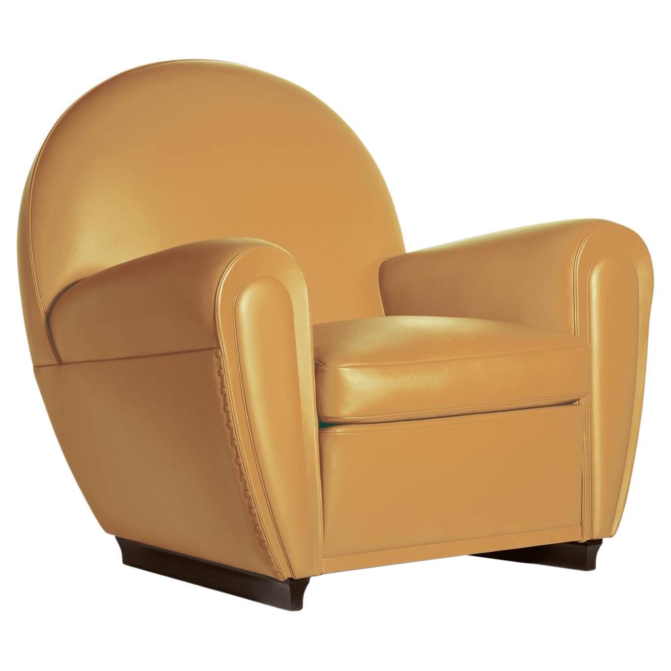 Vanity Fair XC Armchair in Genuine Leather Pelle SC 136 Ginger Bread Yellow