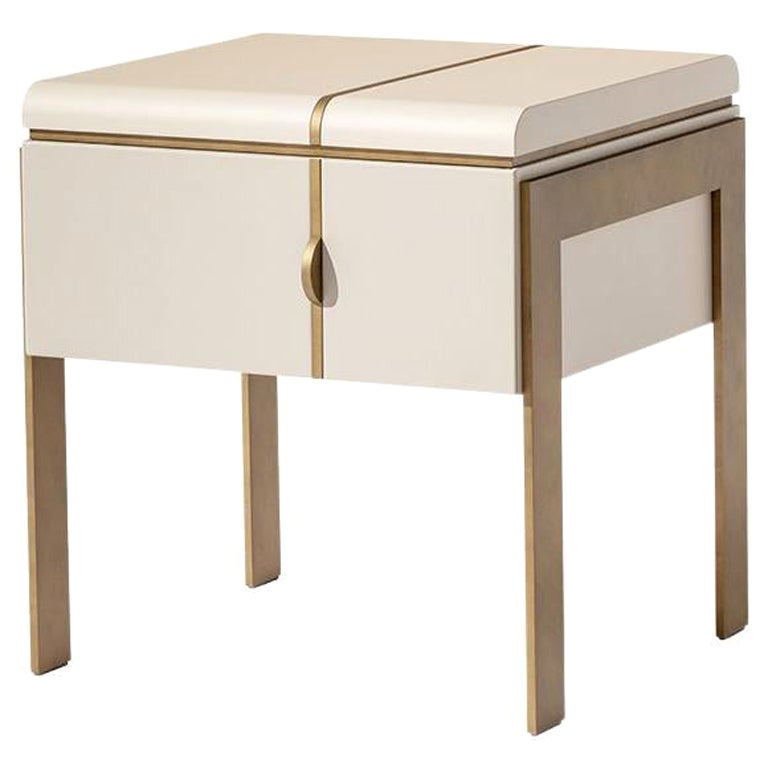 21st Century Carpanese Home Italia Nightstand with Metal Base Modern, Althea N For Sale