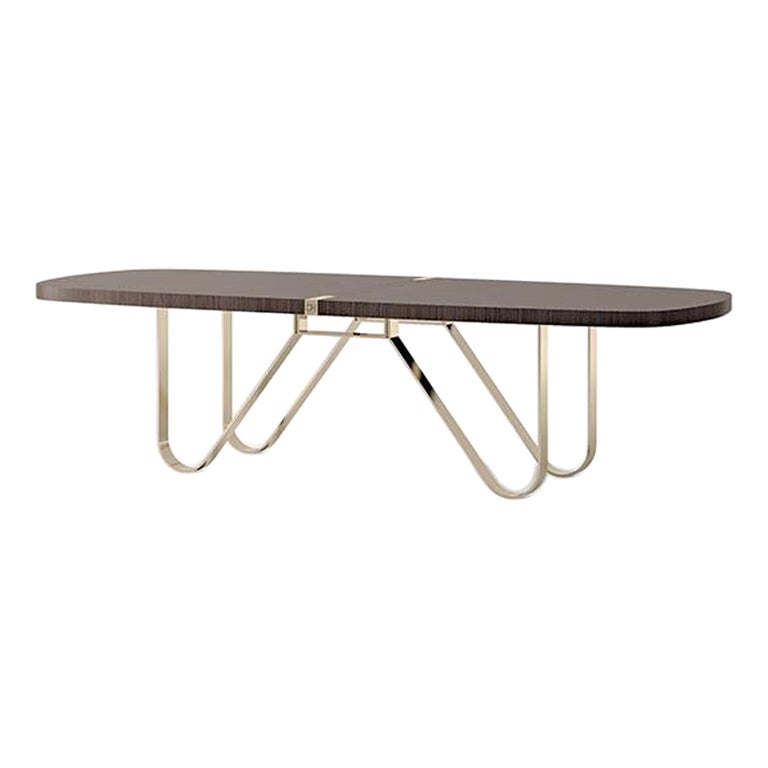 21st Century Carpanese Home Italia Table with Metal Base Modern, 7905 For Sale