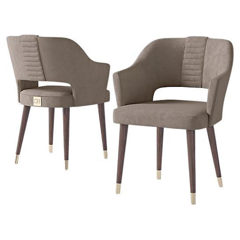 21st Century Carpanese Home Italia Chair with Wooden Legs Modern, 7909 For Sale