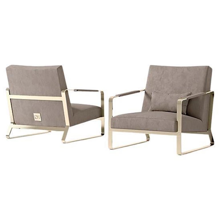 21st Century Carpanese Home Italia Armchair with Metal Frame Modern, 7912 For Sale