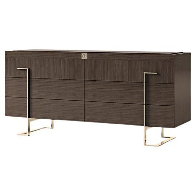 21st Century Carpanese Home Italia Chest of Drawers with Metal Modern, 7921 For Sale