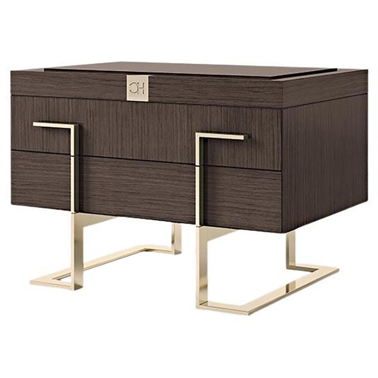 21st Century Carpanese Home Italia Nightstand with Metal Legs Modern, 7922