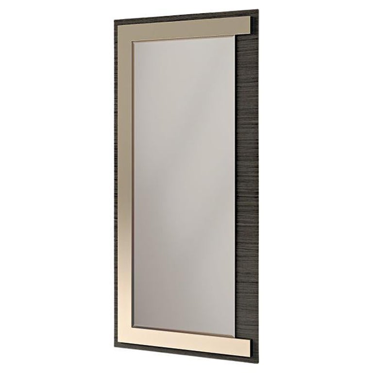 21st Century Carpanese Home Italia Mirror with Metal Details Modern, 7924 For Sale