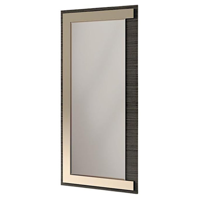 21st Century Carpanese Home Italia Mirror with Metal Details Modern, 7924