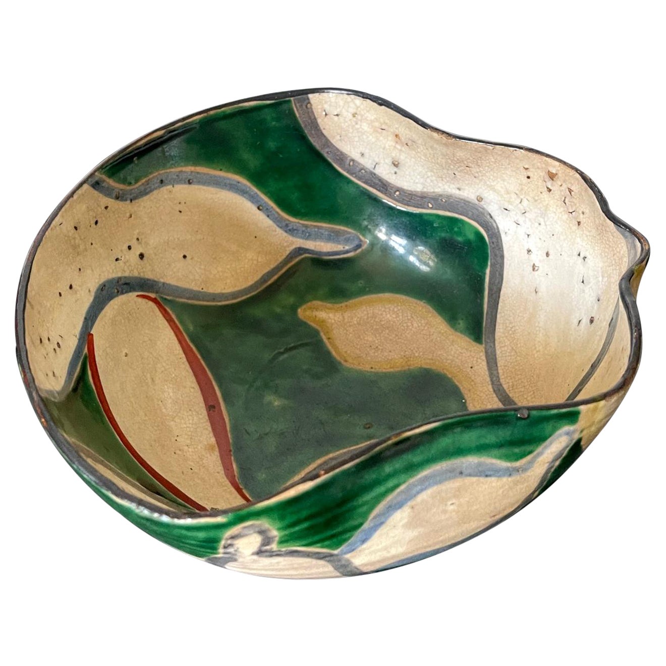 Japanese Ceramic Bowl Meiji Period Style of Ogata Kenzan