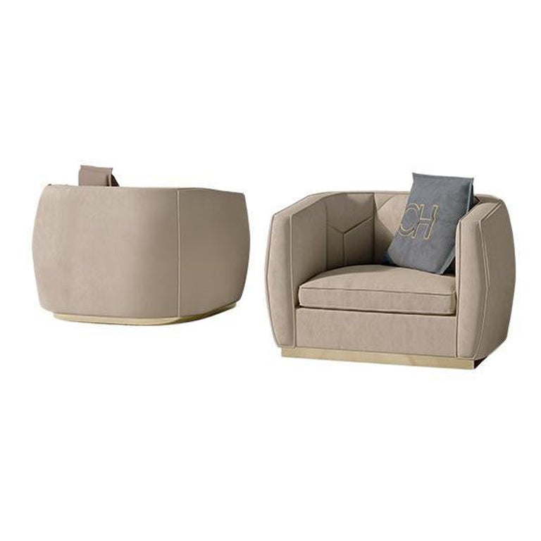 Fauteuil Carpanese Home Italia du 21e siècle avec base en métal moderne, 7937