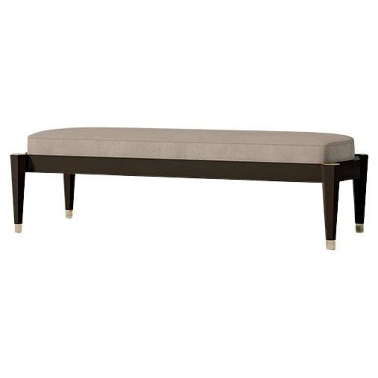 21st Century Carpanese Home Italia Bench with Wooden Base Modern, 7587 For Sale