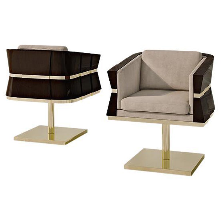 21. Jahrhundert Carpanese Home Italia Partial Swivel Chair mit Metall Modern, 7510 im Angebot