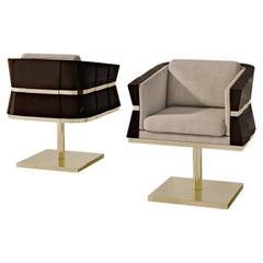 21. Jahrhundert Carpanese Home Italia Partial Swivel Chair mit Metall Modern, 7510
