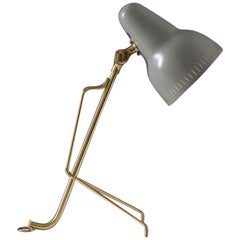 Scandinavian Midcentury Table Lamp in Brass and Metal by Falkenbergs