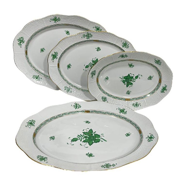 Herend Hungary Porcelain "Chinese Bouquet Apponyi Green" Serving dishes