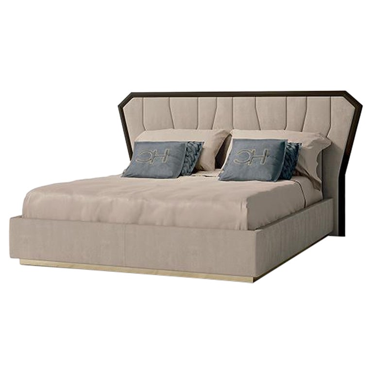 21st Century Carpanese Home Italia Bed with Wooden Frame Modern, 7595 For Sale