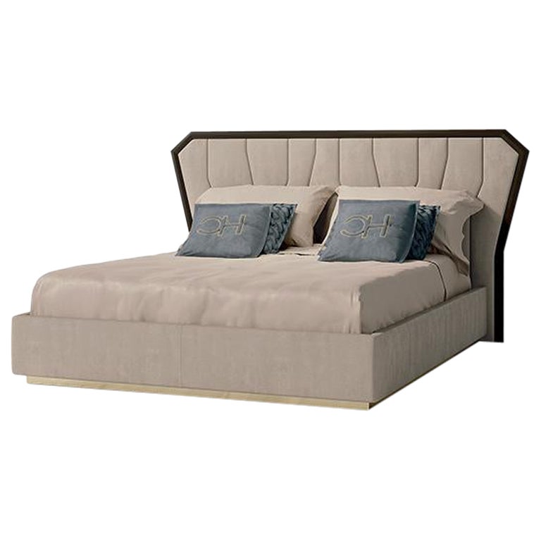 21st Century Carpanese Home Italia Bed with Wooden Frame Modern, 7599 For Sale
