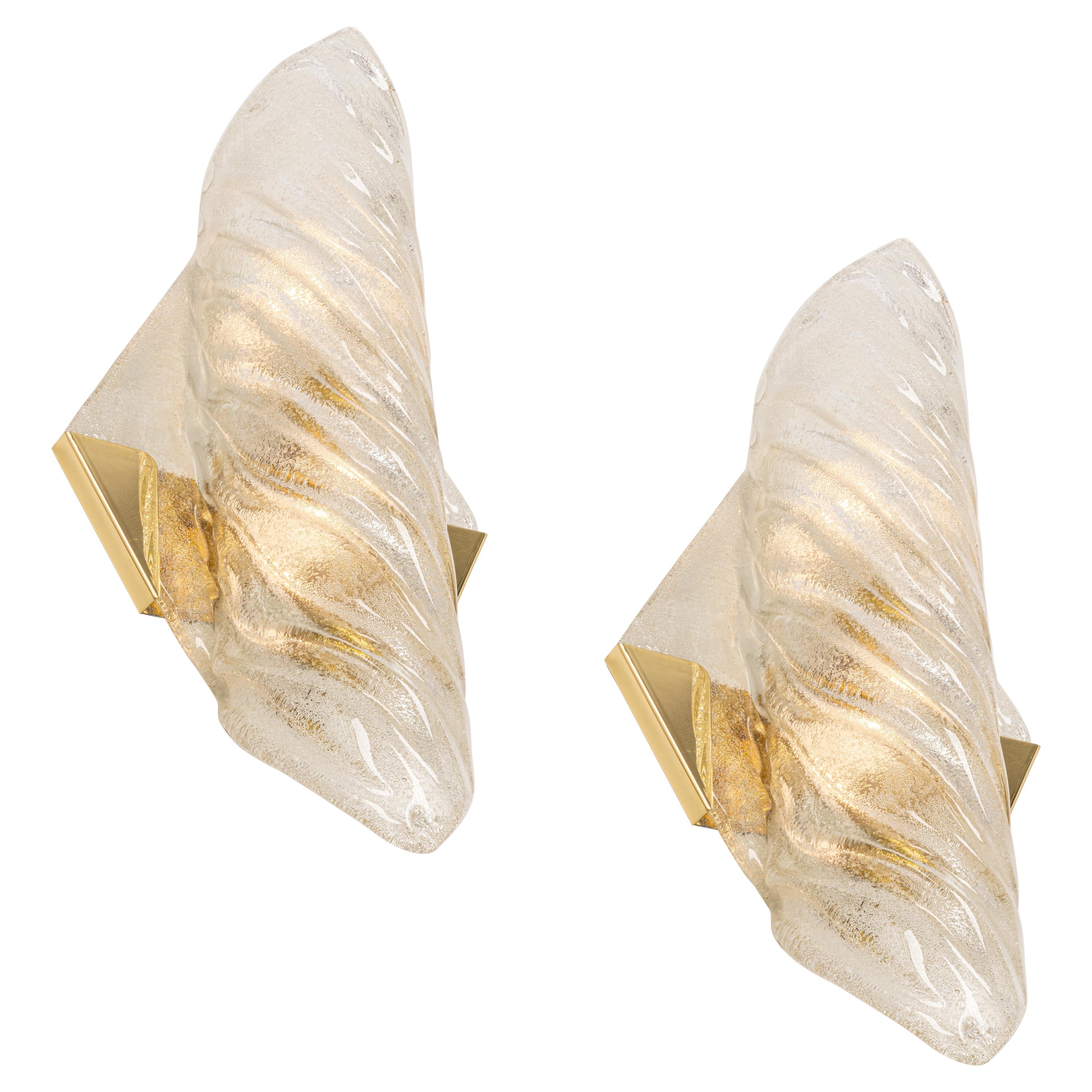 Pair of Large Vanity Angular Murano Glass Sconces by Hillebrand, Germany, 1960s For Sale