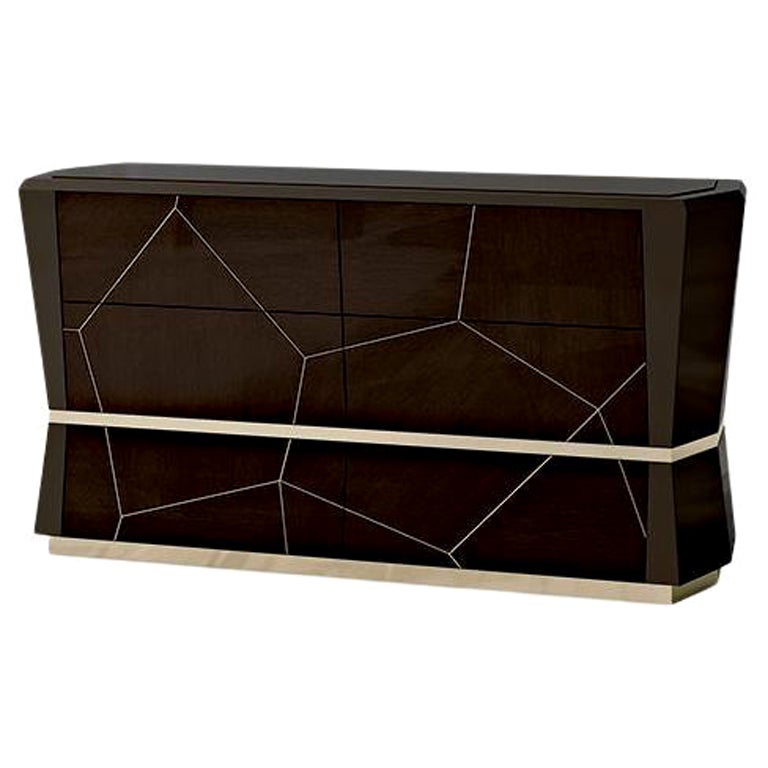 21st Century Carpanese Home Italia Chest of Drawers with Metal Details, 7571 For Sale
