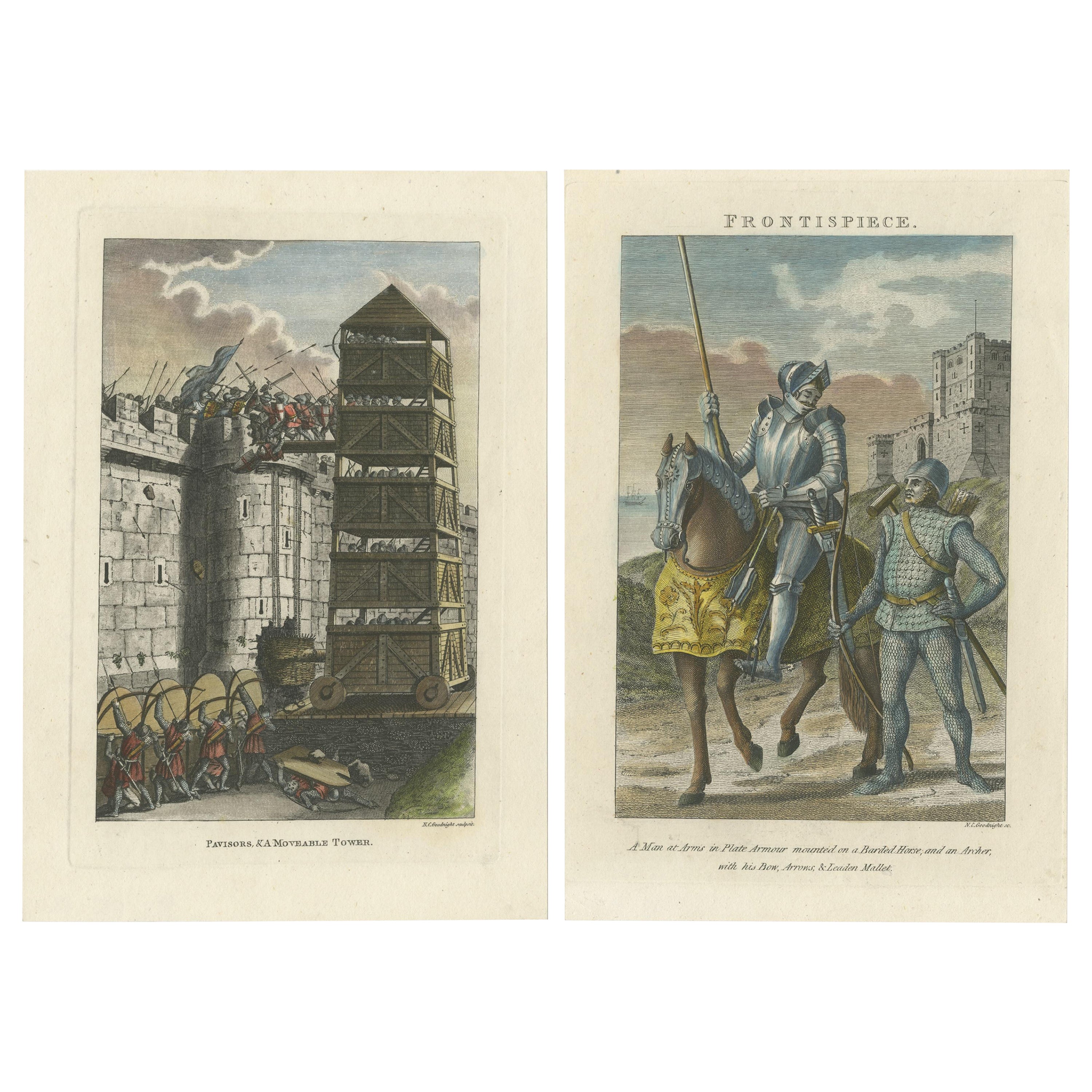 Set of 2 Antique Military Prints by Grose '1812'