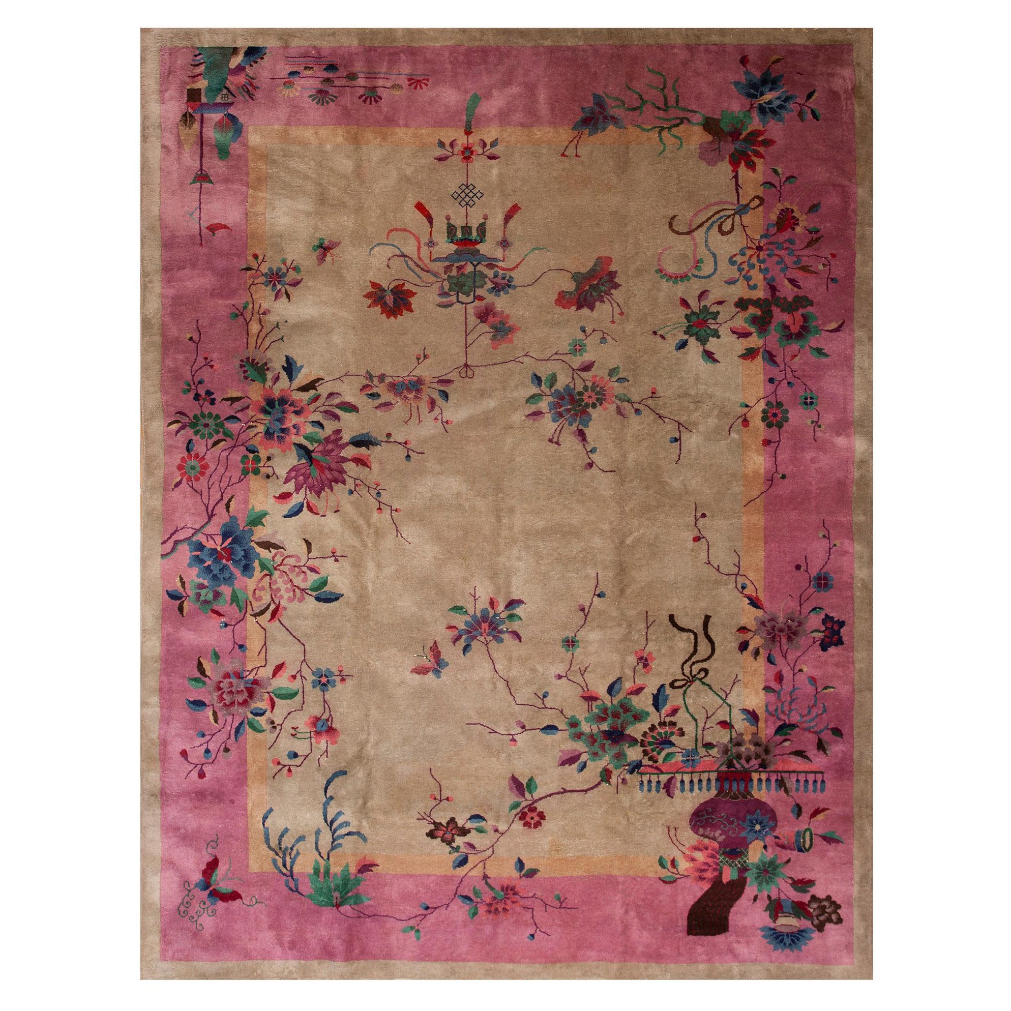 1920s Chinese Art Deco Carpet ( 8'9" x 11'6" - 267 x 350 cm ) For Sale