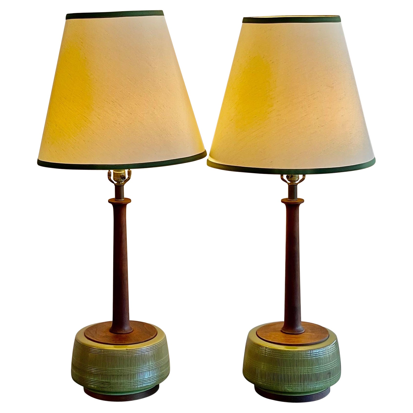 Unusual Pair of Sculptural Ceramic Lamps For Sale