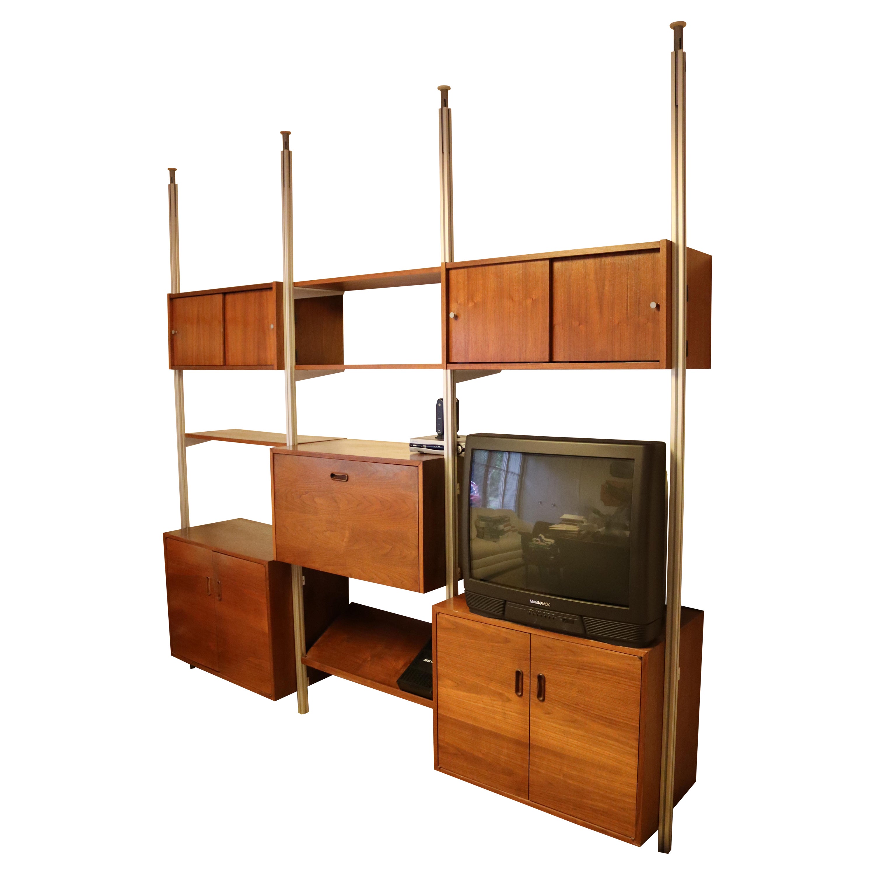 Mid-Century Modern George Nelson Omni 3 Bay Wall Unit Shelving Bookcase 1960s