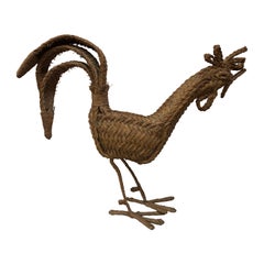 Large French Wicker Rooster, Circa 1950