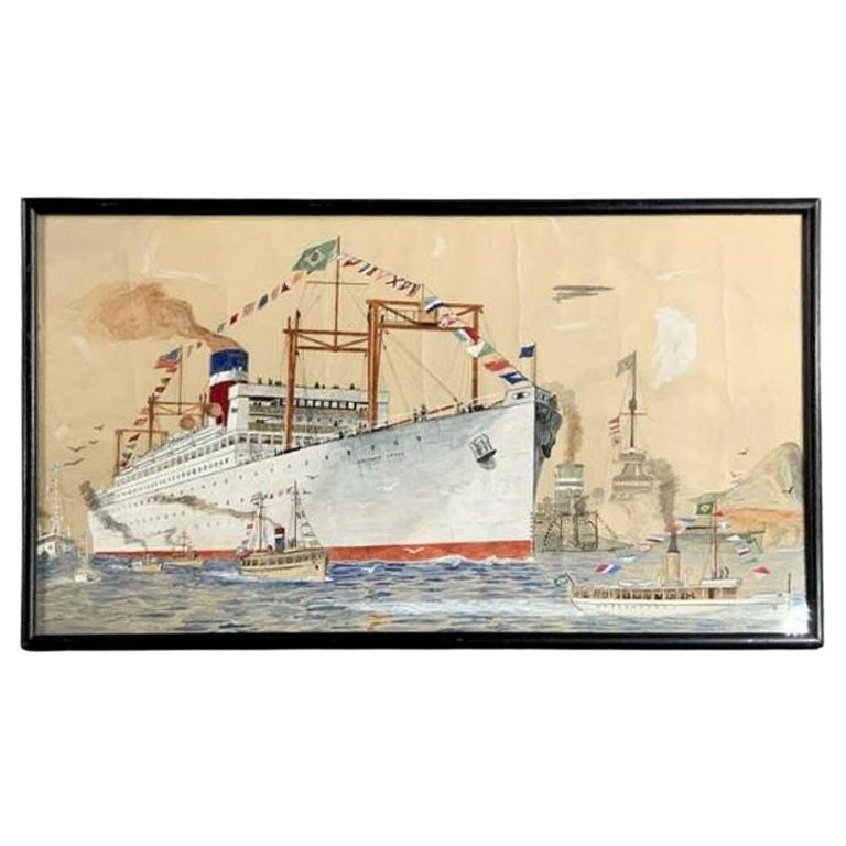 Peinture d'un navire à vapeur de la Croix-Souest du Sud en vente