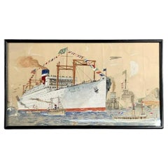 Vintage Steamship Painting of SS Southern Cross