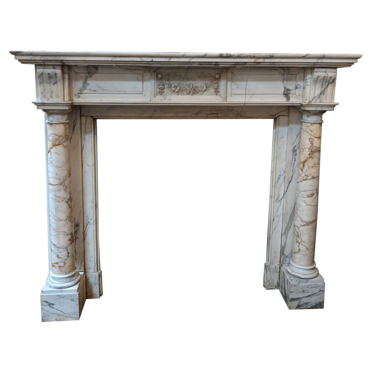 Louis XVI Multi Colors Marble Mantel from France For Sale