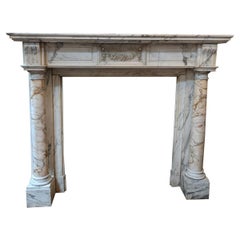 Used Louis XVI Multi Colors Marble Mantel from France