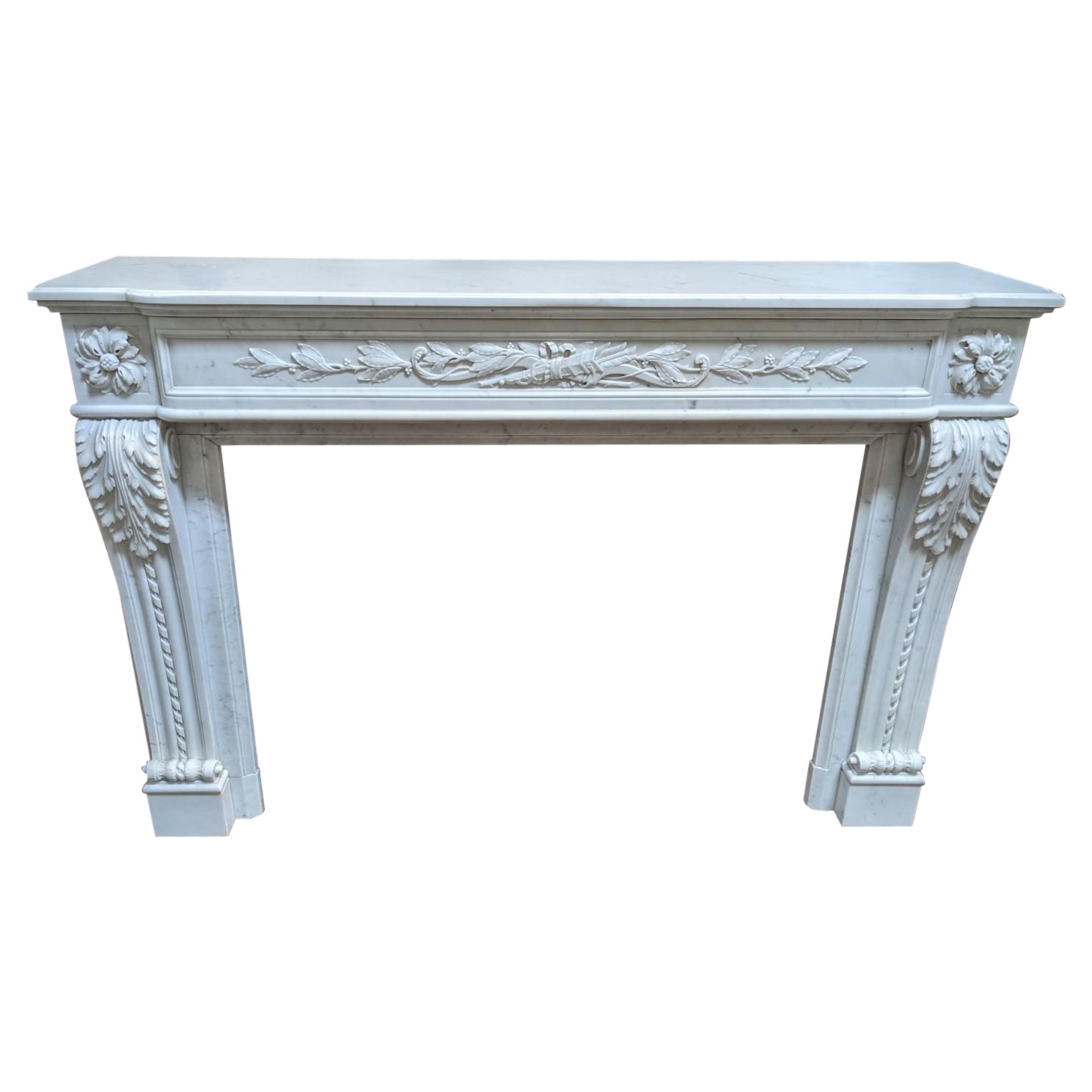 19th Century Carrara Marble Mantel from France For Sale