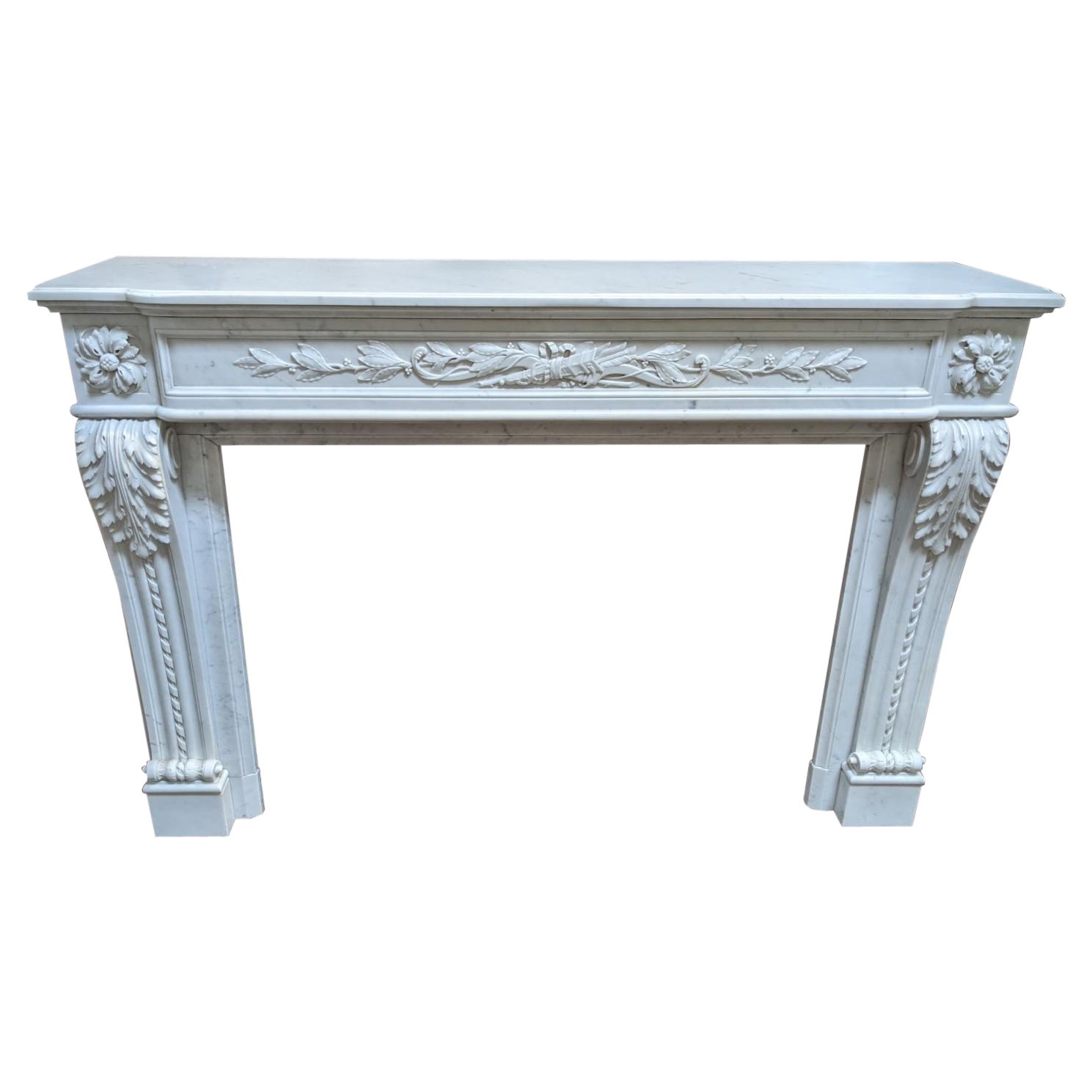 19th Century Carrara Marble Mantel from France