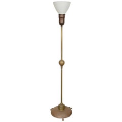Hammered Brass Folk Art Modernist Floor Lamp