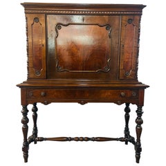 Jacobean Style Flame Mahogany Secretary Desk by Bloomingdales