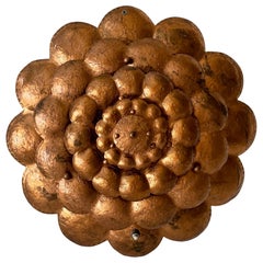 Plafonnier simple en forme de fleur en cuivre fabriqué à la main, Allemagne, 1950