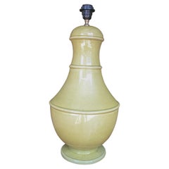 1990s Spanish Glazed Terracotta Ceramic Yellow Table Lamp