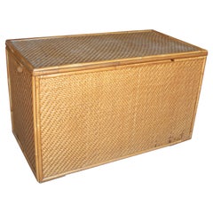 1980s Spanish Woven Wicker Trunk