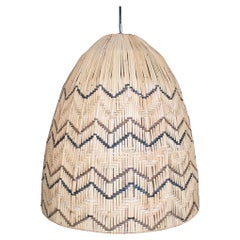 1990s Spanish Woven Wicker Hanging Ceiling Lamp