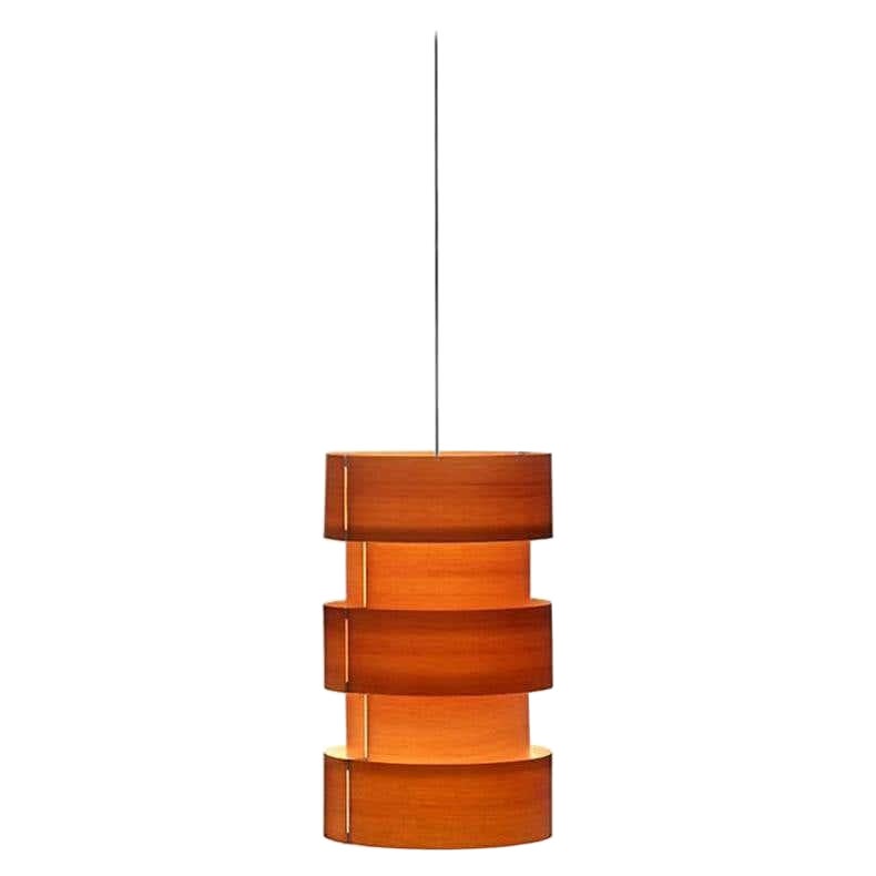 Large J.A. Coderch 'Columna Cister' Wood Suspension Lamp for Tunds For Sale