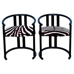 Vintage Postmodern Black Lacquered Side Chairs, a Pair